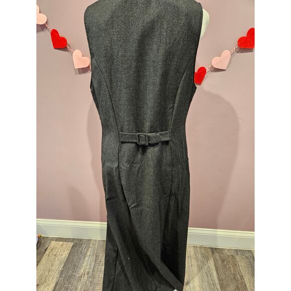 Vintage talbots button down wool vest dress 8 medium gray dark academia maxi - Picture 4 of 7